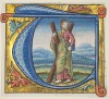 Historiated initial T depicting St Andrew, excised from a missal (French, c.1500)